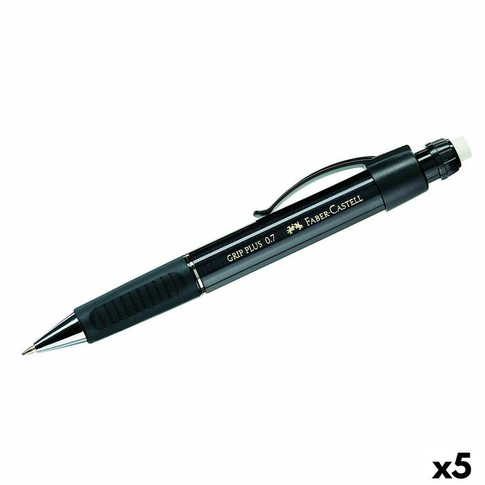 Faber Castell Portaminas Grip Plus 0,7mm Negro Metálico (Set de 5)