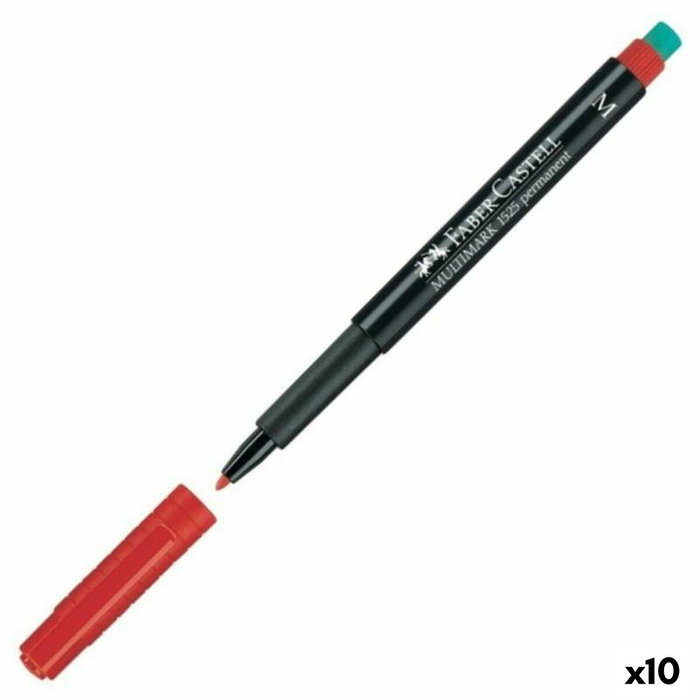 Faber Castell Rotulador Permanente Multifunkcional Multimark M con Goma Integrada Rojo (Set de 10)