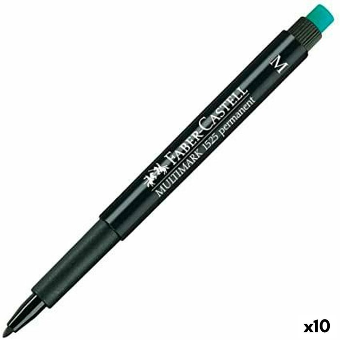 Faber Castell Multimark Rotulador Permanente Multifuncional Negro con Goma Integrada (Set de 10)