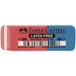 Faber Castell Goma de Borrar Biselada Mixta para Grafito y Tinta Azul/Rojo (Set de 40)