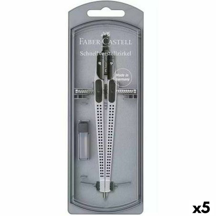 Faber Castell Compás Articulado de Ajuste Rápido Grip Plateado (Set de 5)