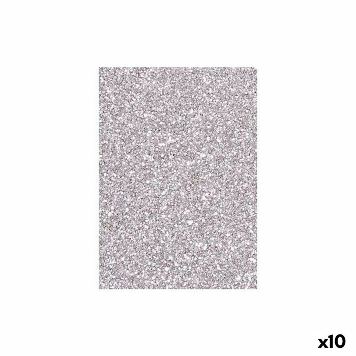 Fama Goma EVA Glitter Plata 50x70cm 2mm Pack de 10