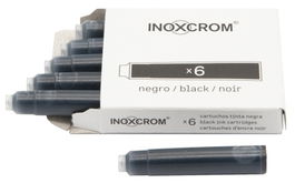 Inoxcrom Cartucho Tinta Estilográfica Negro Caja 6 Ud Para Plumas Inoxcrom Compatible Otras Marcas