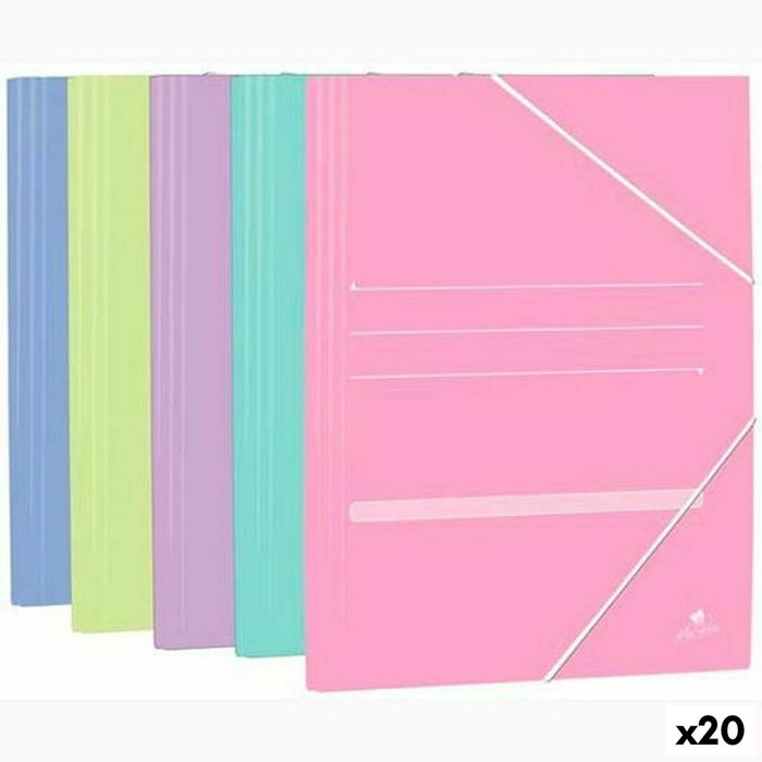 MARIOLA Carpeta de Gomas y Solapas de Cartón en Colores Pastel Surtidos (Set de 20)