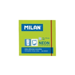 MILAN Bloc de Notas Adhesivas - 100 Hojas Removibles - 76 x 76 mm - Color Verde Neón
