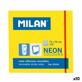 MILAN Notas Adhesivas Neon Amarillo 76x76 mm (Set de 10)