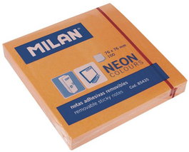MILAN Notas Adhesivas Neón Naranja 76x76 mm (Set de 10)