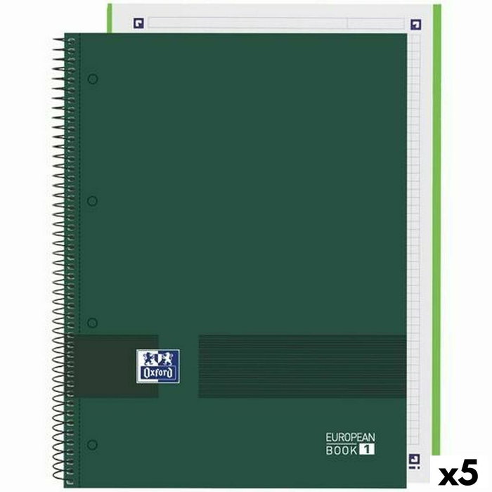 OXFORD Bloc School EU.Book 1 A4+ Cuadriculado 5x5 Verde Militar (Set de 5)