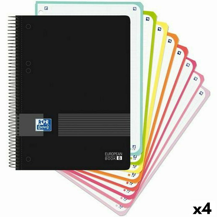 OXFORD Bloc Black N´Colors EU.Book 8 Micro Tapa PP A5+ 160h Cuadriculado 5x5 90g Negro (Set de 4)