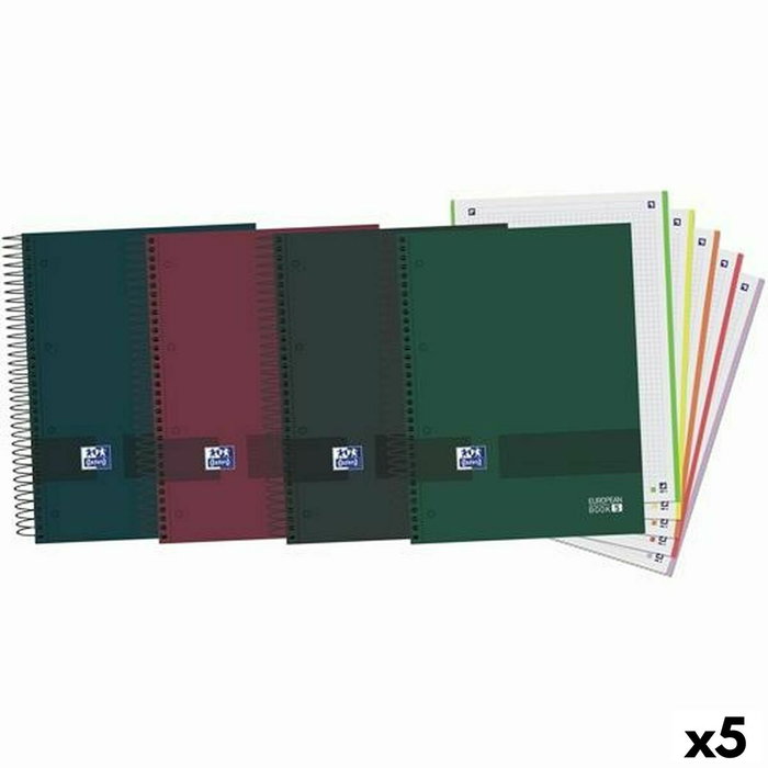 OXFORD Bloc School EU.Book 5 A4+ Cuadriculado 5x5 90g Surtido Neutros (Set de 5)