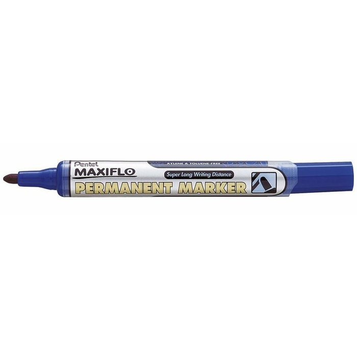 PENTEL Marcador Permanente Maxiflo NLF50 Punta Cónica Azul (Set de 12)