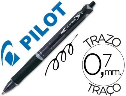 Pilot Acroball Bolígrafo Retráctil Negro Punta 1,0 mm