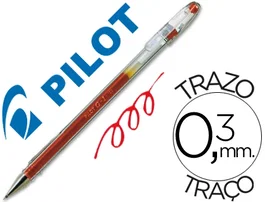 Pilot Bolígrafo G-1 Rojo Tinta Gel Punta Fina 0.3mm Cuerpo Transparente
