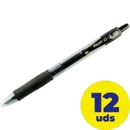 Pilot Bolígrafo G-2 Negro Tinta Gel Retráctil, Punta 0.7mm, Trazo 0.4mm, 70% Reciclado