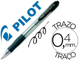 Pilot Bolígrafo Super Grip Negro Retractil Tinta Base de Aceite 0.4 mm