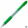 Pilot Super Grip Bolígrafos Retráctiles Verdes, 12 unidades