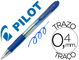 Pilot Bolígrafo Super Grip Retractil Azul Tinta Base de Aceite Punta 1mm Trazo 0.4mm