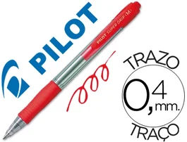 Pilot Bolígrafo Retráctil Super Grip Rojo Tinta de Aceite Punta 1 mm Trazo 0.4 mm
