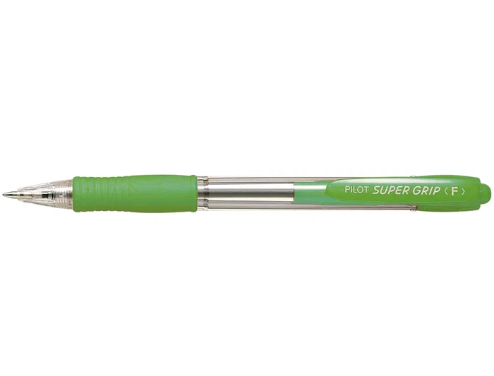 Pilot Bolígrafo Super Grip Retractil Verde Claro con Sujeción de Caucho y Tinta Base de Aceite
