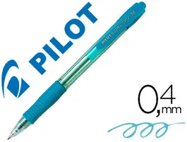 Bolígrafo Pilot Super Grip Celeste Retráctil Tinta Base de Aceite Punta 1mm Trazo 0.4mm
