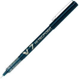 Pilot Roller V-7 Hi-Tecpoint Negro Tinta Líquida Punta 0.7 mm Con Visor y Sistema V - Set de 12 Unidades (Set de 12)