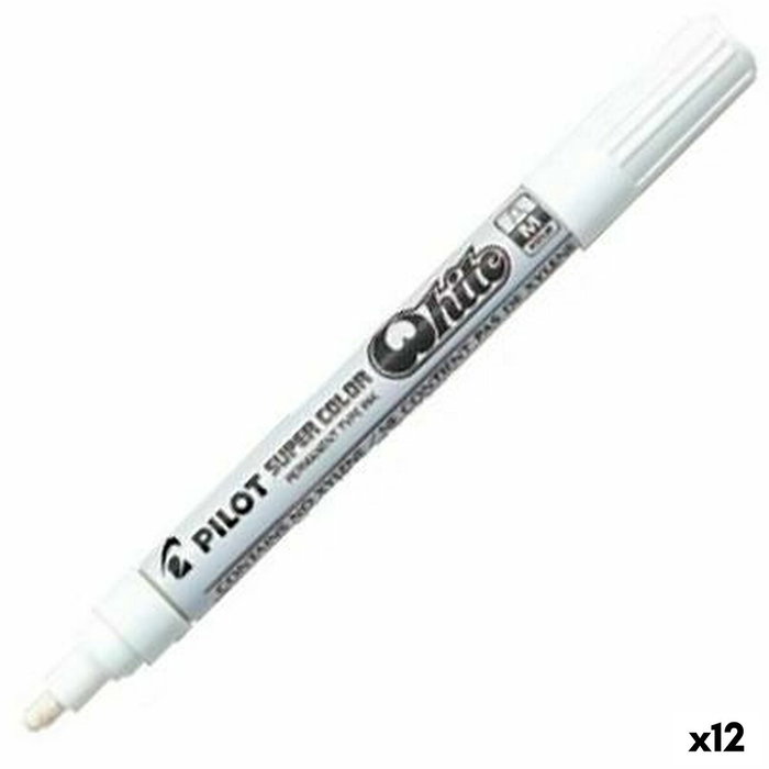 Pilot Marcador Permanente Desechable Blanco Medio (Set de 12)