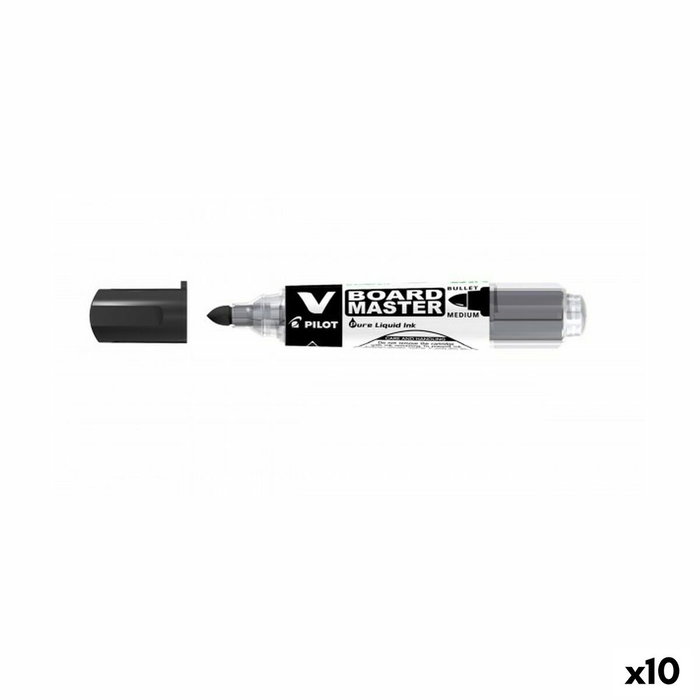 Pilot Rotulador Pizarra Blanca V Board Master Recargable Negro (Set de 10)