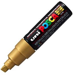 POSCA Marcador PC-8K No Permanente Punta Biselada 8.0 mm Oro Metálico (Set de 6) (Set de 6)