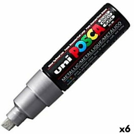 POSCA Marcador PC-8K Punta Biselada 8.0mm Plata Metálico (Set de 6)