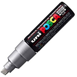 POSCA Set de 6 Marcadores PC-8K Punta Biselada 8.0 mm No Permanente Plata Metálico (Set de 6)