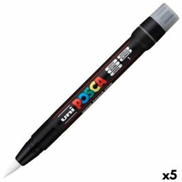 POSCA Marcador PCF-350 Punta Acrílica Estilo Pincel Blanco (Set de 5)
