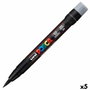 POSCA Marcador PCF-350 Punta Acrílica Estilo Pincel Negro (Set de 5)