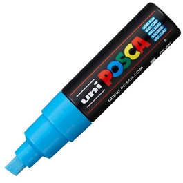 POSCA Set de 6 Marcadores Pc-8K No Permanentes Punta Biselada 8.0 mm Azul Claro (Set de 6)