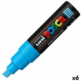 POSCA Marcador PC-8K Punta Biselada 8.0mm Azul Claro (Set de 6)