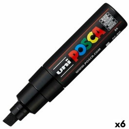POSCA Marcador PC-8K Punta Biselada 8,0 mm Negro (Set de 6)