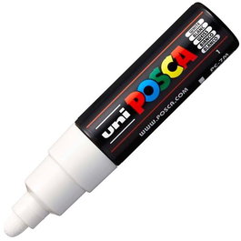 POSCA Marcador PC-7M No Permanente, Punta Bala 4.5-5.5 mm, Tinta Base Agua para Cartelería y Decoración, Blanco, Set de 6 Unidades (Set de 6)