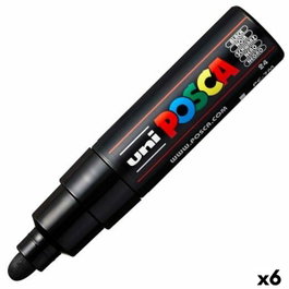 POSCA Marcador PC-7M Negro Punta Forma de Bala (Set de 6)