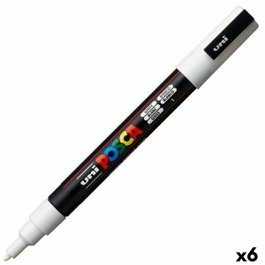 POSCA Marcador PC-3M Punta Cónica 0,9-1,3 mm Blanco (Set de 6)