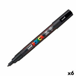 POSCA Marcador de Pintura PC-3M Punta Cónica 0,9-1,3 mm Negro (Set de 6)