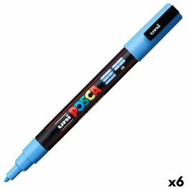 POSCA Marcador PC-3M Punta Cónica 0,9-1,3 mm Azul Cielo (Set de 6)