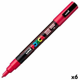 POSCA Marcador PC-3M Punta Cónica 0,9-1,3 mm Rojo Oscuro (Set de 6)