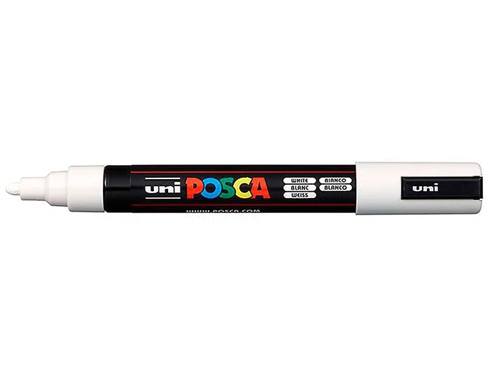 Posca PC5M Rotulador Marcador de Pintura Blanco Punta Redonda 1,8-2,5 mm