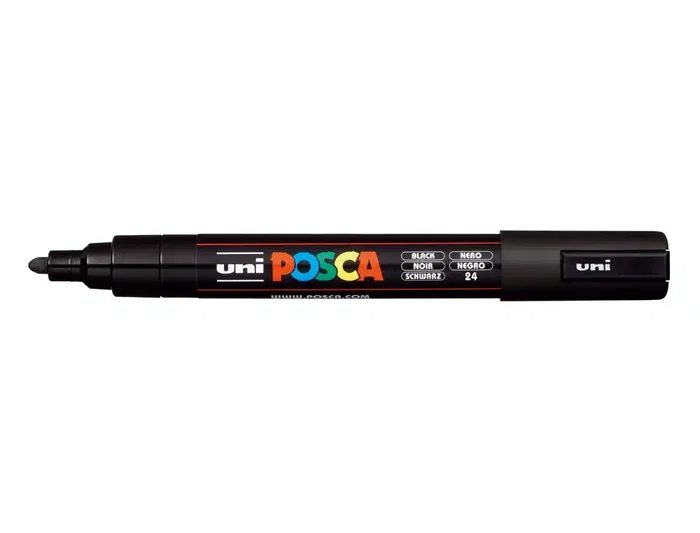 Posca Rotulador PC-5M Marcador de Pintura Negro Punta Cónica 1.8-2.5 mm Posca Rotulador PC-5M Marcador de Pintura Negro Punta Cónica 1.8-2.5 mm