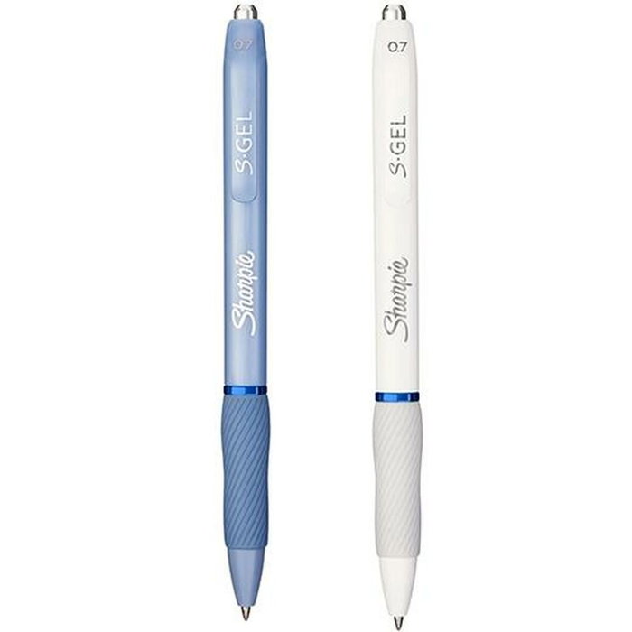 Sharpie S-Gel Fashion Bolígrafos Tinta Azul Punta Media 0.7mm Blanco y Azul Celeste (Set de 12)
