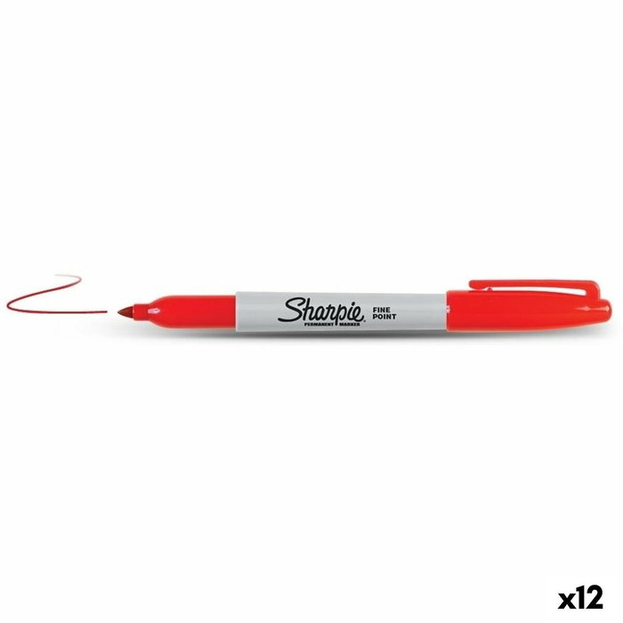 Sharpie Marcador Permanente Fine Punta Redonda Rojo (Set de 12)
