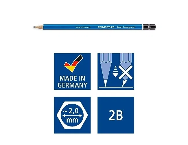 Staedtler Mars Lumograph 100-2B Lápices de Grafito, Azul, 12 Unidades Staedtler Mars Lumograph 100-2B Lápices de Grafito, Azul, 12 Unidades