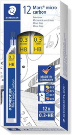 STAEDTLER Minas Mars Micro Carbon 0,3 mm HB, 12 tubos