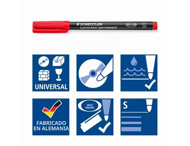 Staedtler Lumocolor 313 Set de 10 Rotuladores Permanentes Azules Punta 0.4 mm