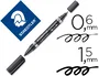 Staedtler Rotulador Lumocolor Permanente Duo 348 Negro Punta Fina 0,6mm Punta M 1,5mm