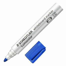 Staedtler Lumocolor 351 Marcador para Pizarra Blanca, Punta Redonda 2 mm, Recargable, Color Azul
